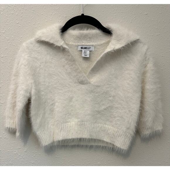 William Rast Sweaters - William Rast Ivory Cropped Shaggy Fuzzy  sweater Furry Preppy clueless Sz XS